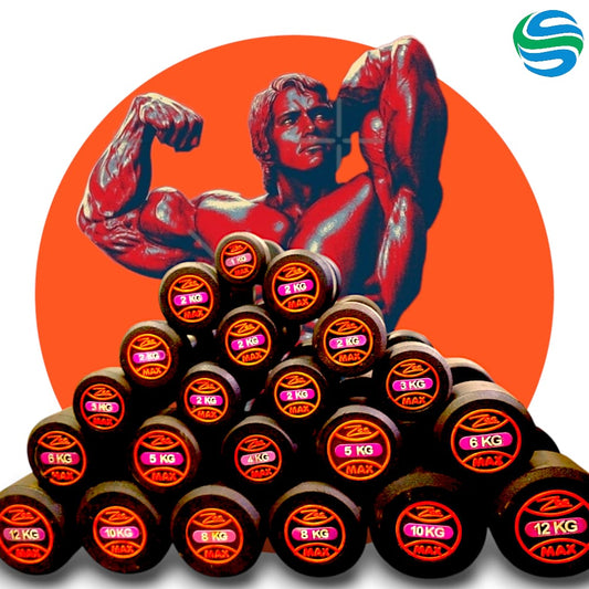 Zee Max Rubber Dumbbells 10kg pair ( 10kg+10kg )